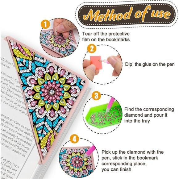4 Pcs Diamond Art Painting Bookmarks,DIY Diamond Art Bookmarks for Book Lovers - Picture 6 of 7
